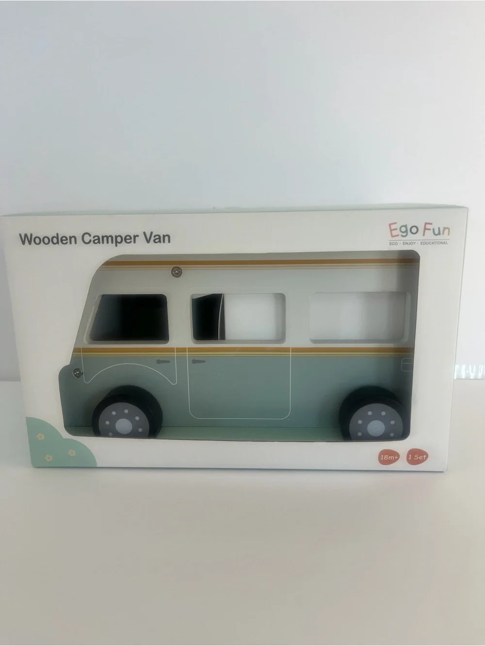 Wooden Camper Van Toy in Sage Green
